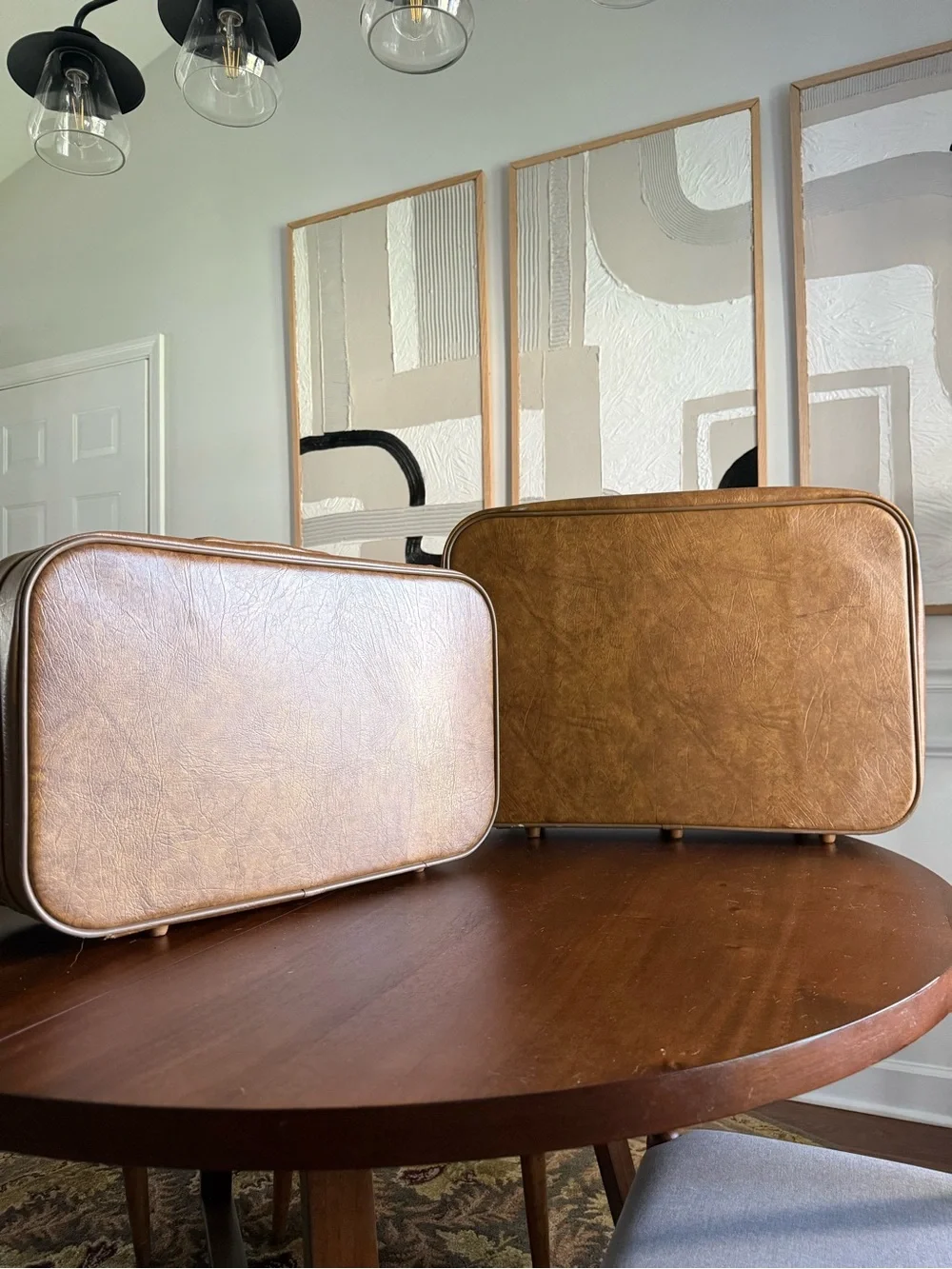 Vintage 1986 American Tourister Retro 2-Piece Brown Luggage Set With Keys